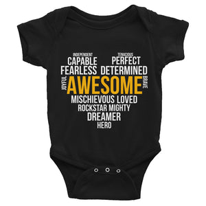Infant Bodysuit---Awesome Heart Word Art---Click for more shirt colors