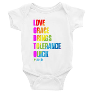 Infant Bodysuit---Love Grace Brings Tolerance Quick---Click for more shirt colors