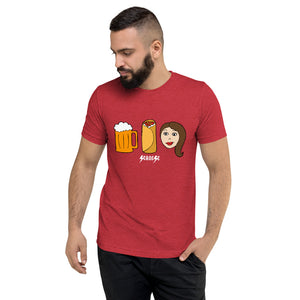 Upgraded Soft Short sleeve t-shirt---Beer Burrito Brunette Babe---Click for more shirt colors