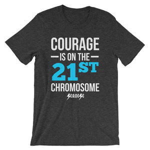Unisex short sleeve t-shirt---Courage Blue/White Design---Click for more shirt colors