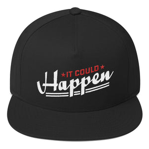 Flat Bill Cap---It Could Happen Red/White Design---Click for more colors