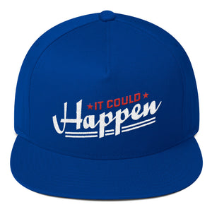 Flat Bill Cap---It Could Happen Red/White Design---Click for more colors