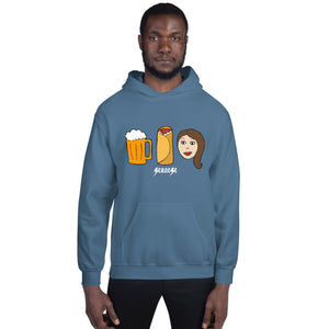 Unisex Hoodie---Beer Burrito Brunette Babe---Click for more shirt colors