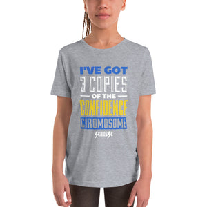 Youth Short Sleeve T-Shirt---I've Got 3 Copies of he Confidence Chromosome---Click for more shirt colors