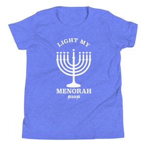 Youth Short Sleeve T-Shirt---Light My Menorah---Click for more Shirt Colors