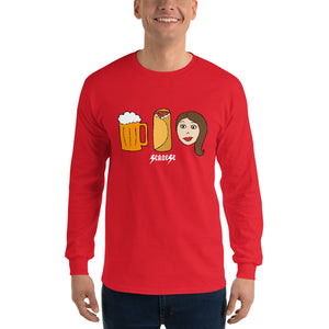 Men’s Long Sleeve Shirt---Beer Burrito Brunette Babe---Click for more shirt colors