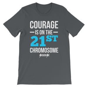 Unisex short sleeve t-shirt---Courage Blue/White Design---Click for more shirt colors