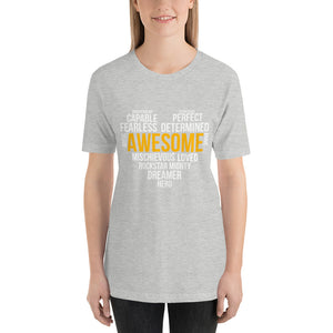 Short-Sleeve Unisex T-Shirt---Awesome Heart Word Art---Click for more shirt colors