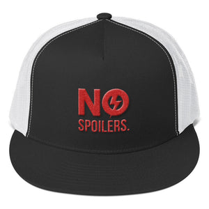 Trucker Cap 'No' is 3D Puff Embroidery---No Spoilers Red Design---Click for more hat colors