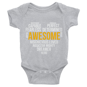 Infant Bodysuit---Awesome Heart Word Art---Click for more shirt colors