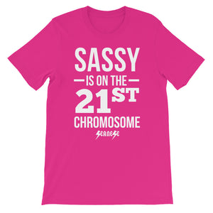 Unisex short sleeve t-shirt---Sassy whte design--click for more shirt colors