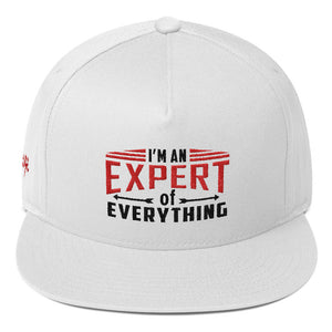 Flat Bill Cap---Expert of Everything Red/Black Design 'Seanese' Logo on right side---click for white