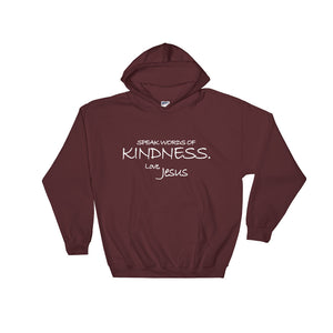Hooded Sweatshirt---Speak Words of Kindness. Love, Jesus---Click for more shirt colors
