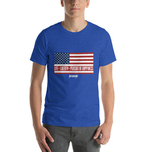 Short-Sleeve Unisex T-Shirt---Short-Sleeve Unisex T-Shirt---Life, Liberty, Pursuit of Happiness---Click for more shirt colors