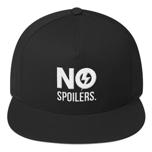 Flat Bill Cap 'No' is in 3D puff Embroidery---No Spoilers White Design--Click for more hat colors