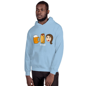 Unisex Hoodie---Beer Burrito Brunette Babe---Click for more shirt colors