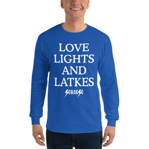 Long Sleeve T-Shirt---Love, Lights and Latkes