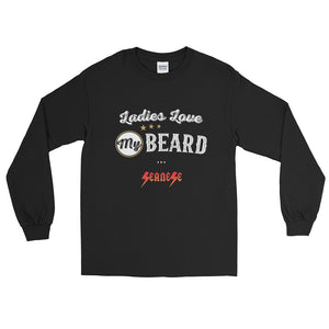 Long Sleeve WARM T-Shirt---Ladies Love My Beard White Design---Click for more shirt colors
