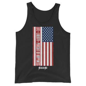 Unisex  Tank Top---Vertical Life Liberty Pursuit of Happiness---Click for more shirt colors