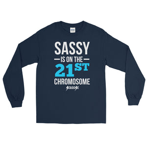 Long Sleeve WARM T-Shirt---Sassy Blue/White Design---Click for more colors