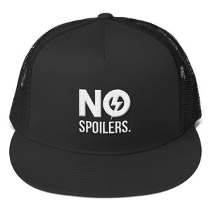 Trucker Cap 'NO' is 3D puff Embroidery--No Spoilers White Design---click for more hat colors