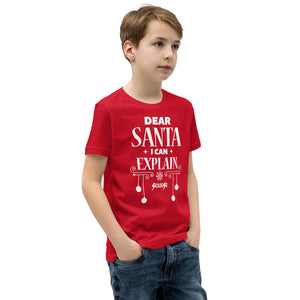 Youth Short Sleeve T-Shirt---Dear Santa I Can Explain---Click for more shirt colors