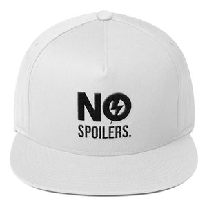 Flat Bill Cap 'No' is in 3D Puff Embroidery---No Spoilers Black Design---Click for more hat colors
