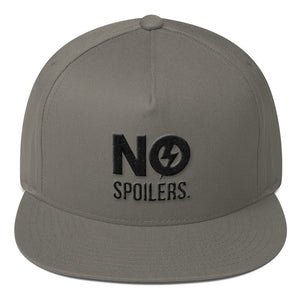 Flat Bill Cap 'No' is in 3D Puff Embroidery---No Spoilers Black Design---Click for more hat colors