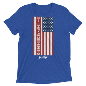 Short sleeve t-shirt---Vertical Life Liberty Pursuit of Happiness---Click for more shirt colors