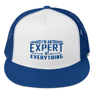 Trucker Cap---Expert of Everything Royal Blue Design---click for white