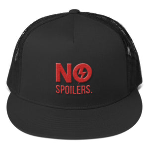 Trucker Cap 'No' is 3D Puff Embroidery---No Spoilers Red Design---Click for more hat colors