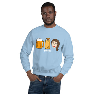 Unisex Sweatshirt---Beer Burrito Brunette Babe---Click for more shirt colors