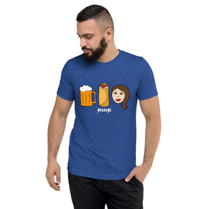 Upgraded Soft Short sleeve t-shirt---Beer Burrito Brunette Babe---Click for more shirt colors