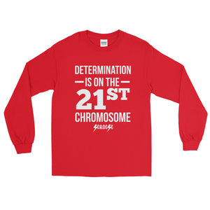 Long Sleeve WARM T-Shirt---Determination White Design---Click for more shirt colors