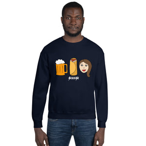 Unisex Sweatshirt---Beer Burrito Brunette Babe---Click for more shirt colors