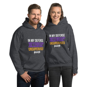 Unisex Hoodie---In My Defense I was Left Unsupervised--Click for more Shirt Colors