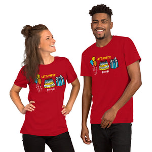 Short-Sleeve Unisex T-Shirt---Birthday Let's Party---Click for More Shirt Colors