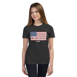 Youth Short Sleeve T-Shirt---Life,  Liberty, Pursuit of Happiness---Click for More shirt Colors